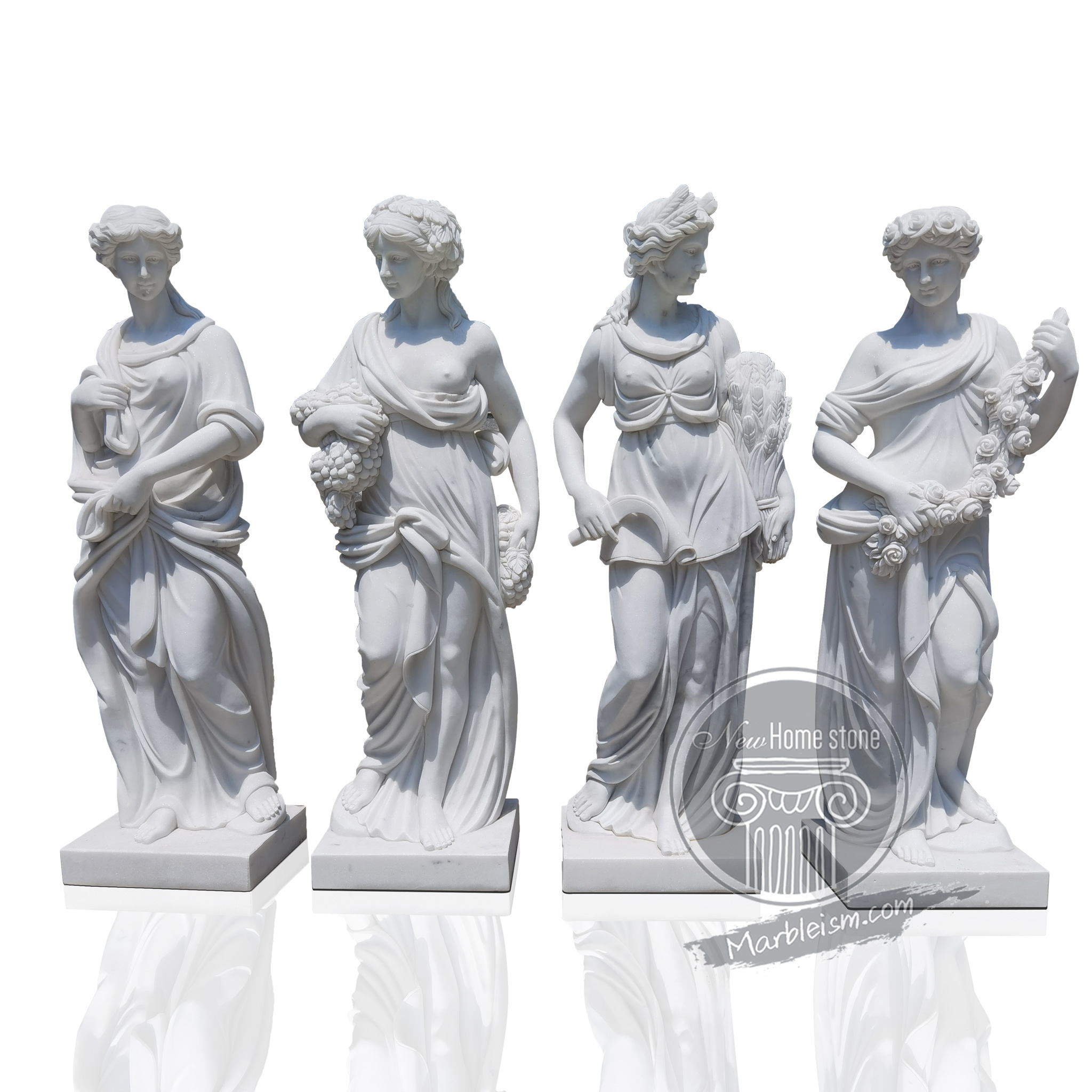 Marble Spring and Summer Goddess Garden Statues