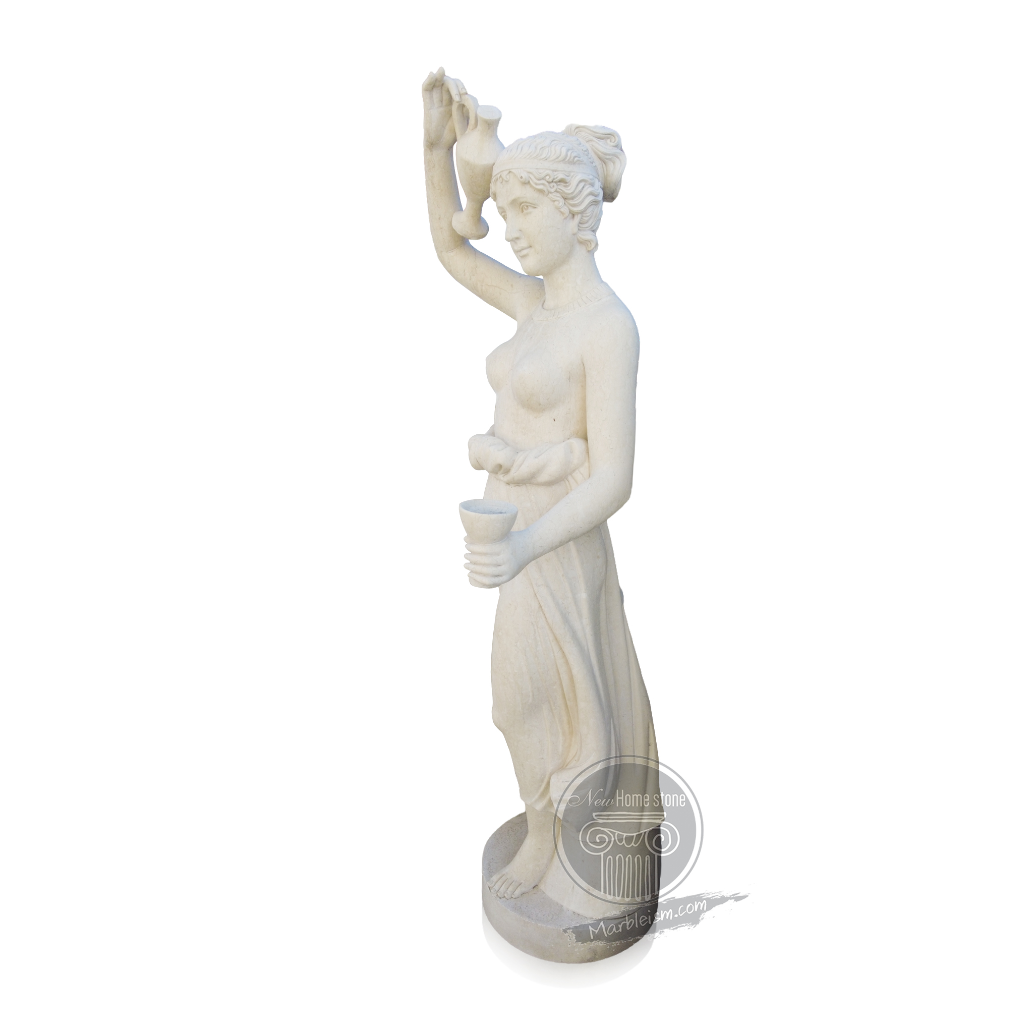 Egyptian Beige Marble Statue of Hebe