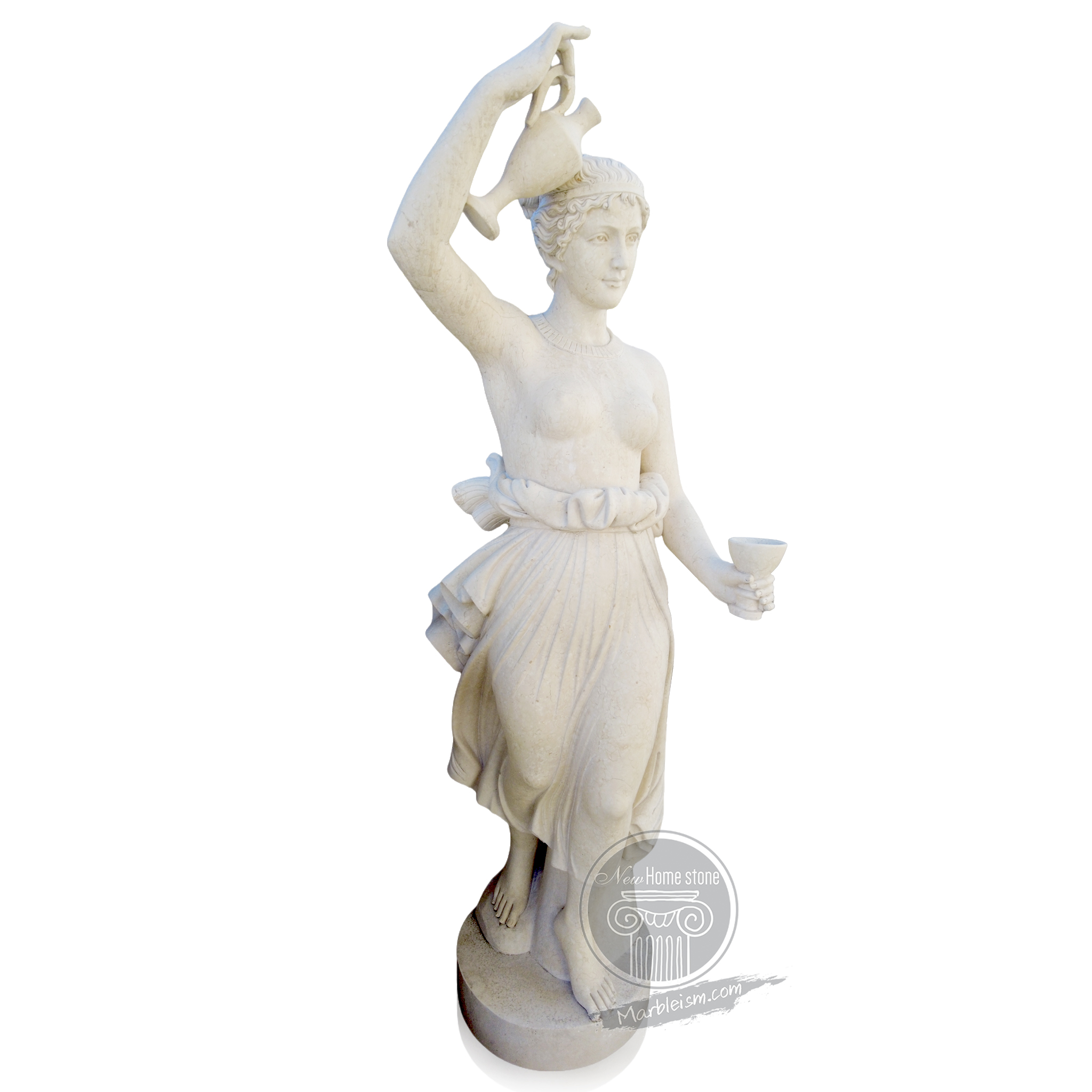 Egyptian Beige Marble Statue of Hebe