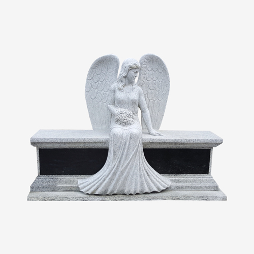Granite Tombstone With Angel Sculpture