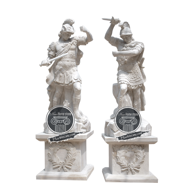 Garden marble statuary of Greek warriors