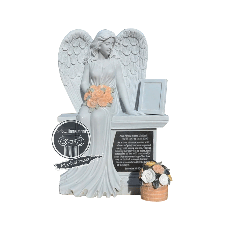White marble Angel headstone