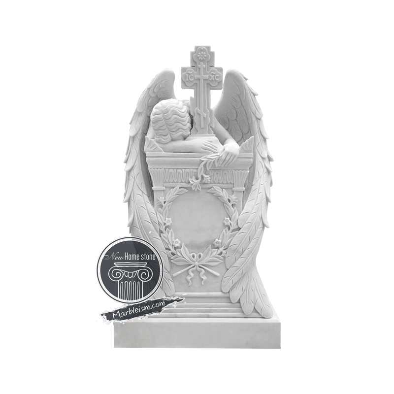 White Marble Tombstone Angel